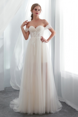 Off Shoulder Simple Sexy Beach Wedding Dresses