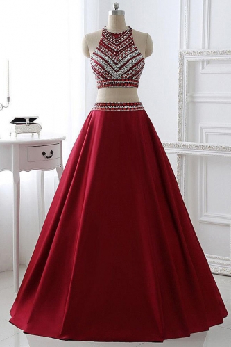 Red 2 piece hot sale prom dress