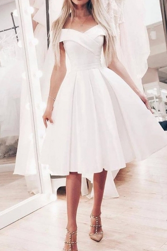 sweetheart neck off shoulder pleated party dress