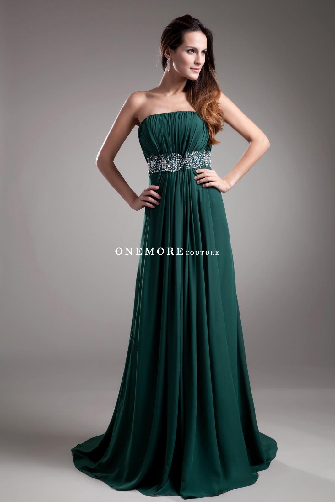 Emerald Green Chiffon Bridesmaid Dresses With Beading